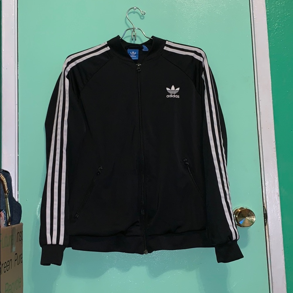 Black Adidas Track Jacket with Logo On the Back